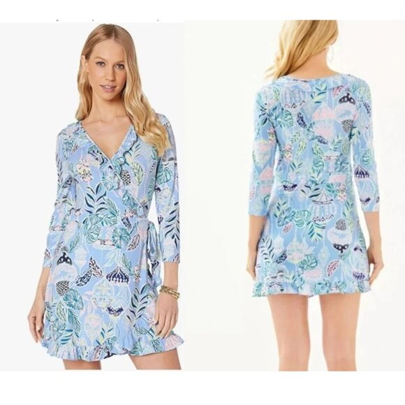 Lilly Pulitzer Jessalynn Romper Blue Peri Lapis Lantern L EUC - Picture 2 of 16